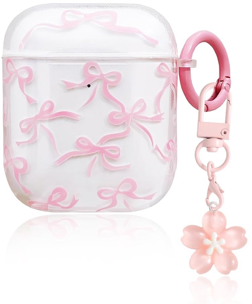 Hoesje voor AirPods 1/2 - 3D Roze Strik Design
