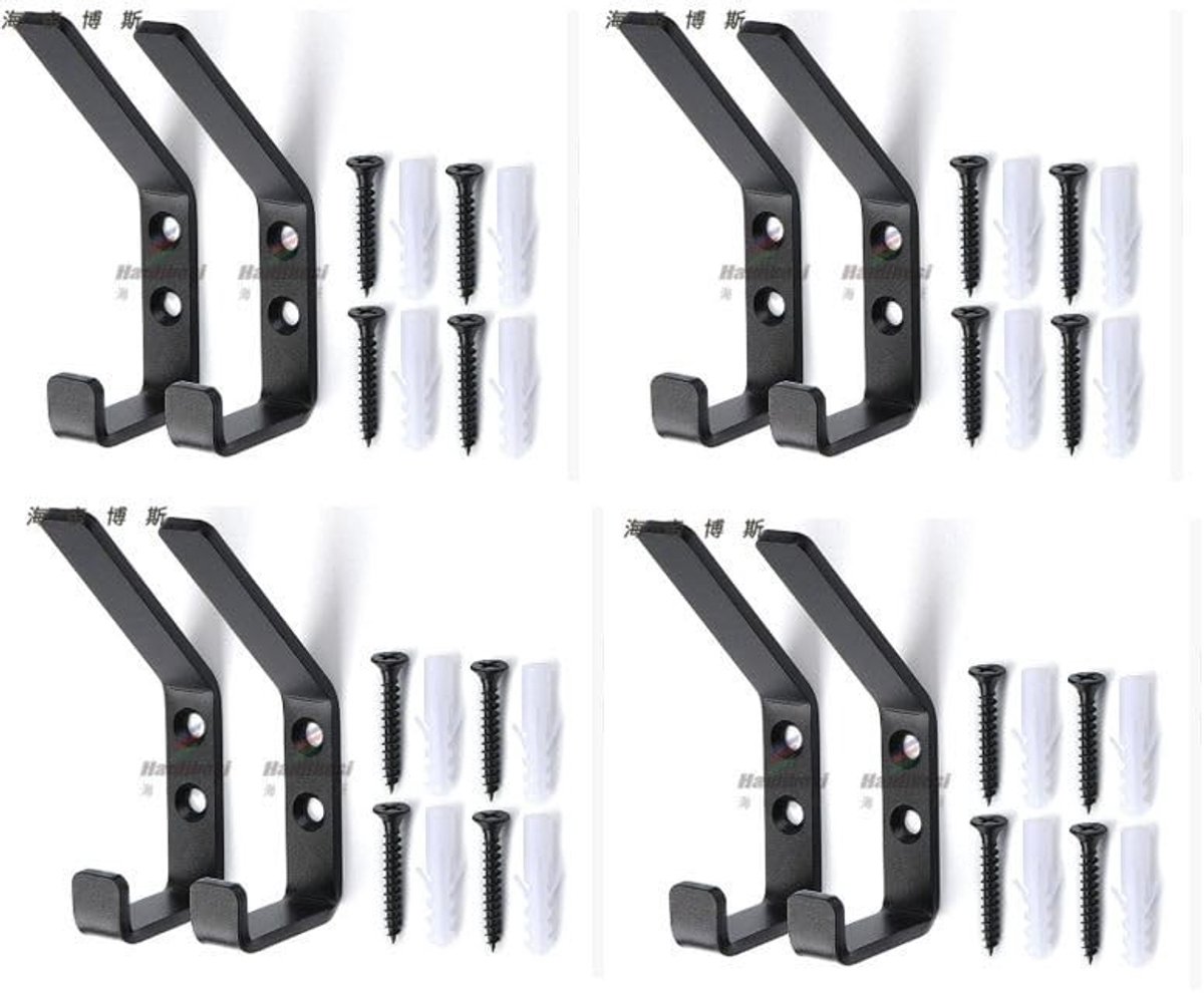 Set van 8 Wandhaken voor Akoestische Panelen - Mat Zwart Aluminium