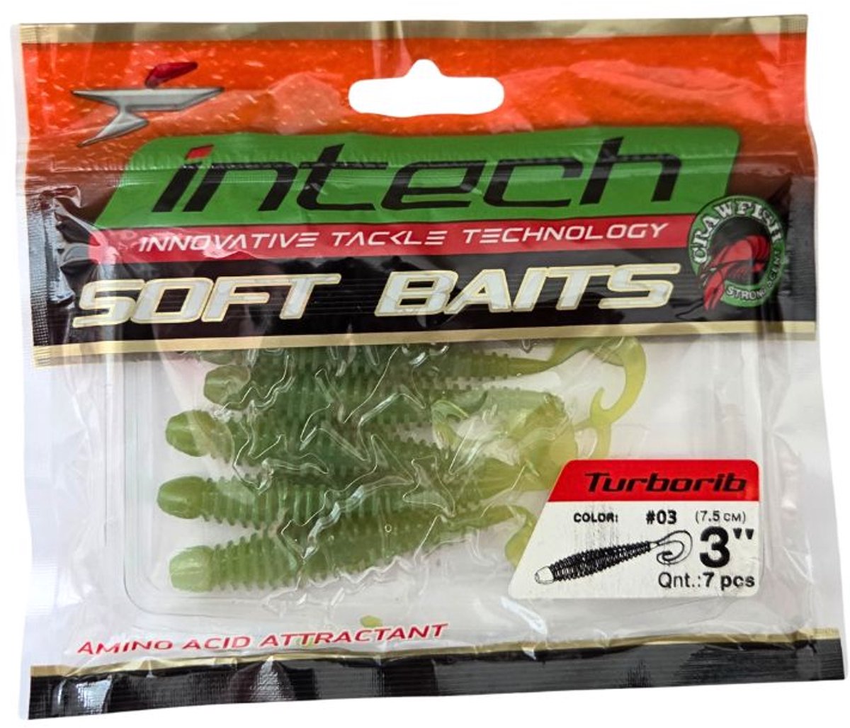 Intech Turborib Softbait 3'' - 7.5cm - 7 stuks - Shad kleur #03 - Kunstaas