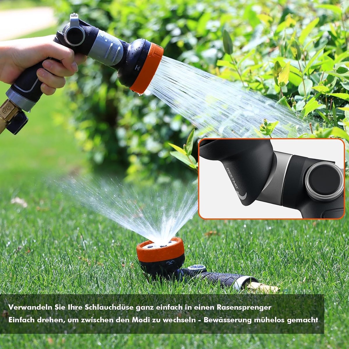 2-in-1 Tuinsproeier met Hoge Druk, Metalen Handdouche voor Efficiënte Tuinbewatering