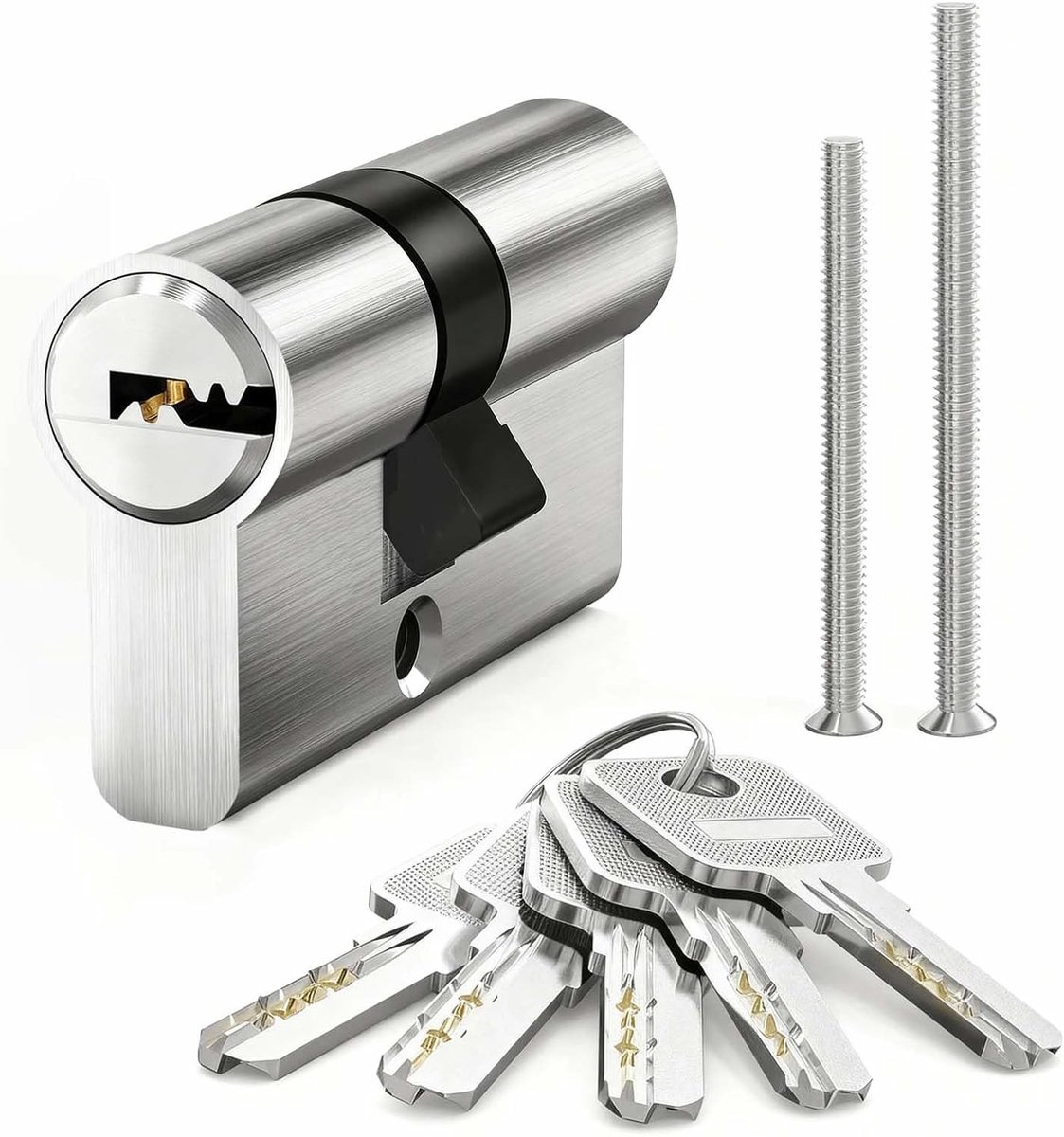 Slotcilinder 25/25, profielcilinder, Euro cilinderslot, 50 mm met 5 messing sleutels voor optimale beveiliging