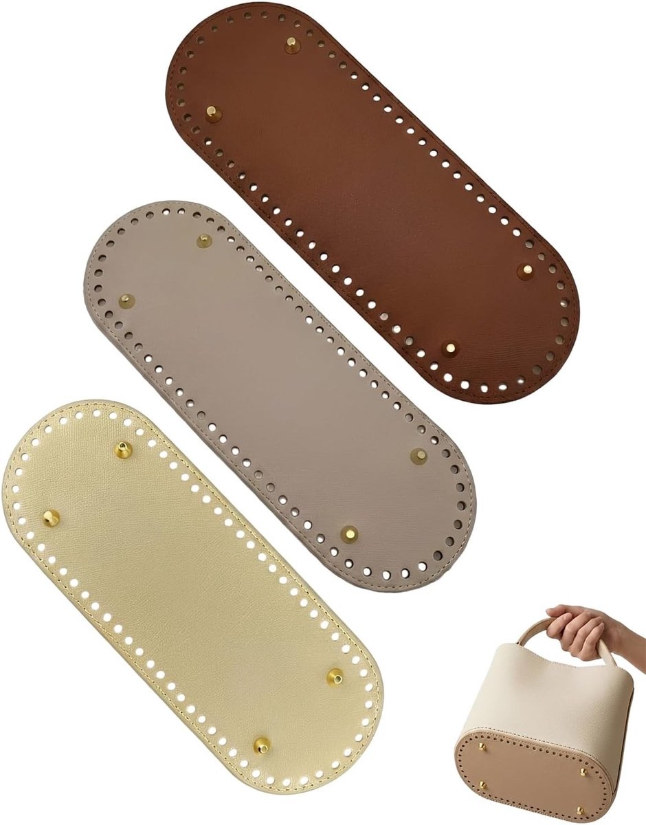 Zakbodem 30 x 10 cm - Set van 3 stuks voor het haken van tassen, kunstleer, haakaccessoires en bodemvormers
