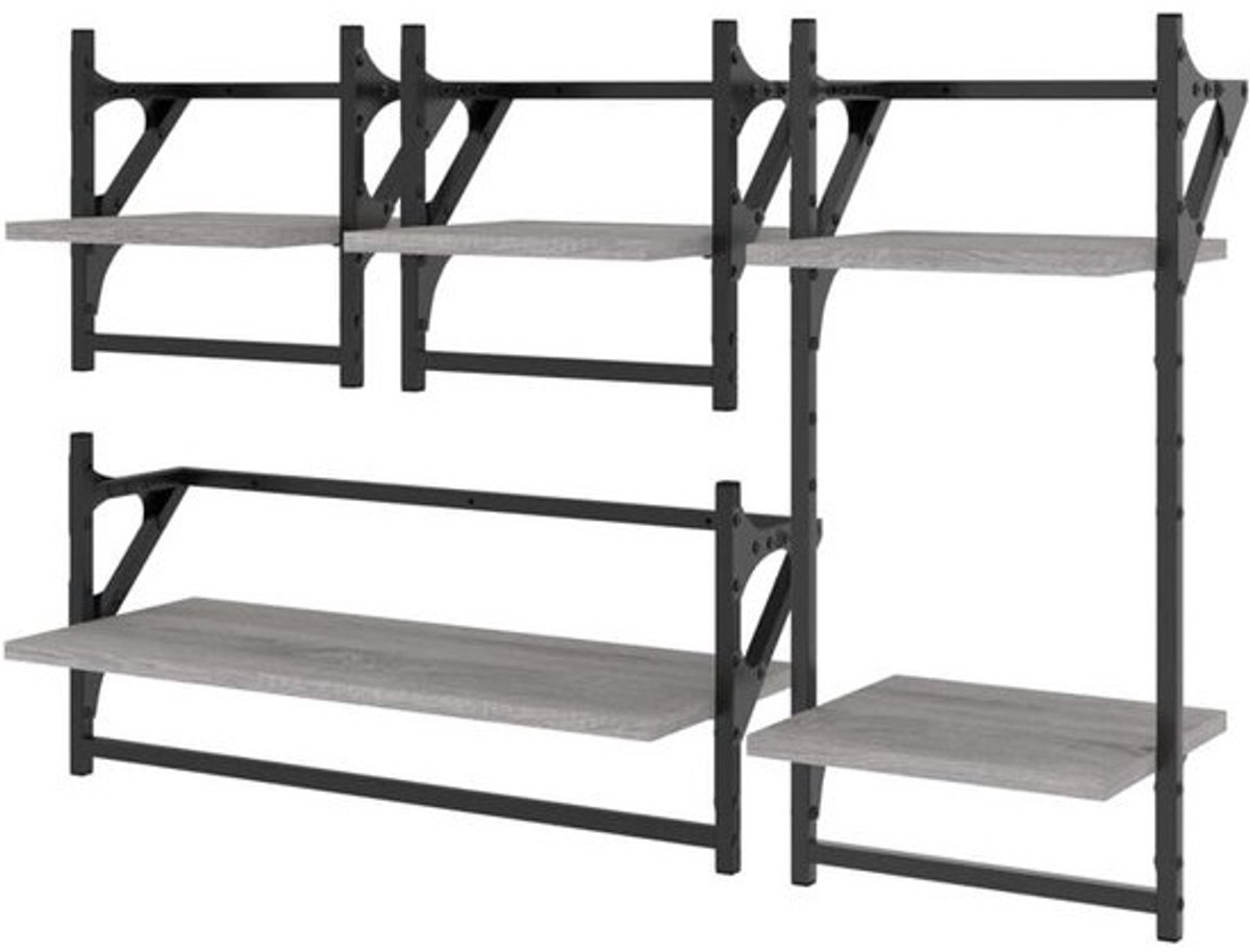 Wandschappenset met stangen - Wandrek fotoplank - Woonruimte benutten - Bewerkt hout met stang