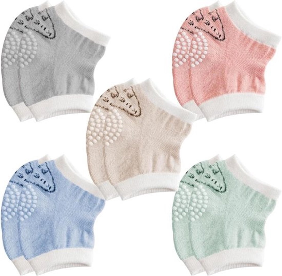 Kniebeschermers Baby - Kruipbeschermers - Baby Beschermen - Zachte Antislip - 5 Paar - Multicolor