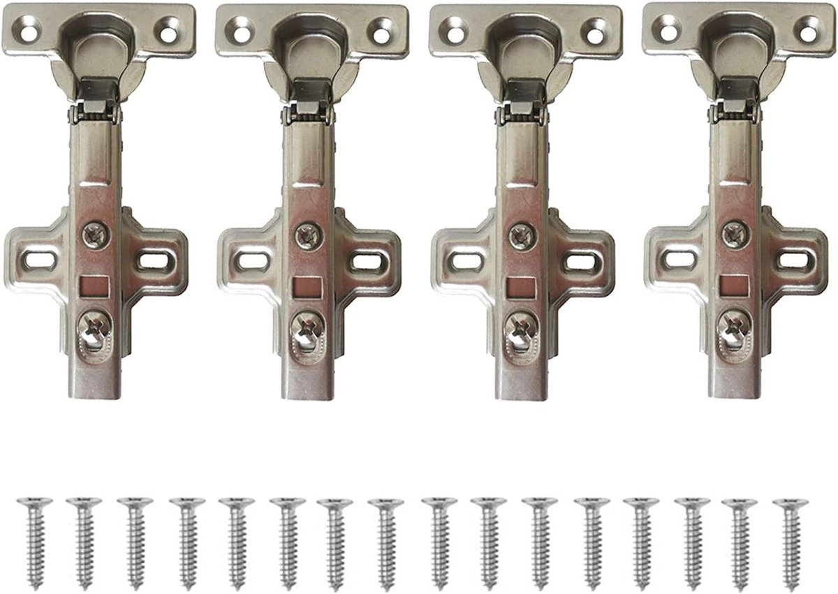 95° Standaard Half Laid Scharnieren 26mm met Demper voor Keuken- en Kastdeuren - Set van 4 met Zachte Sluiting