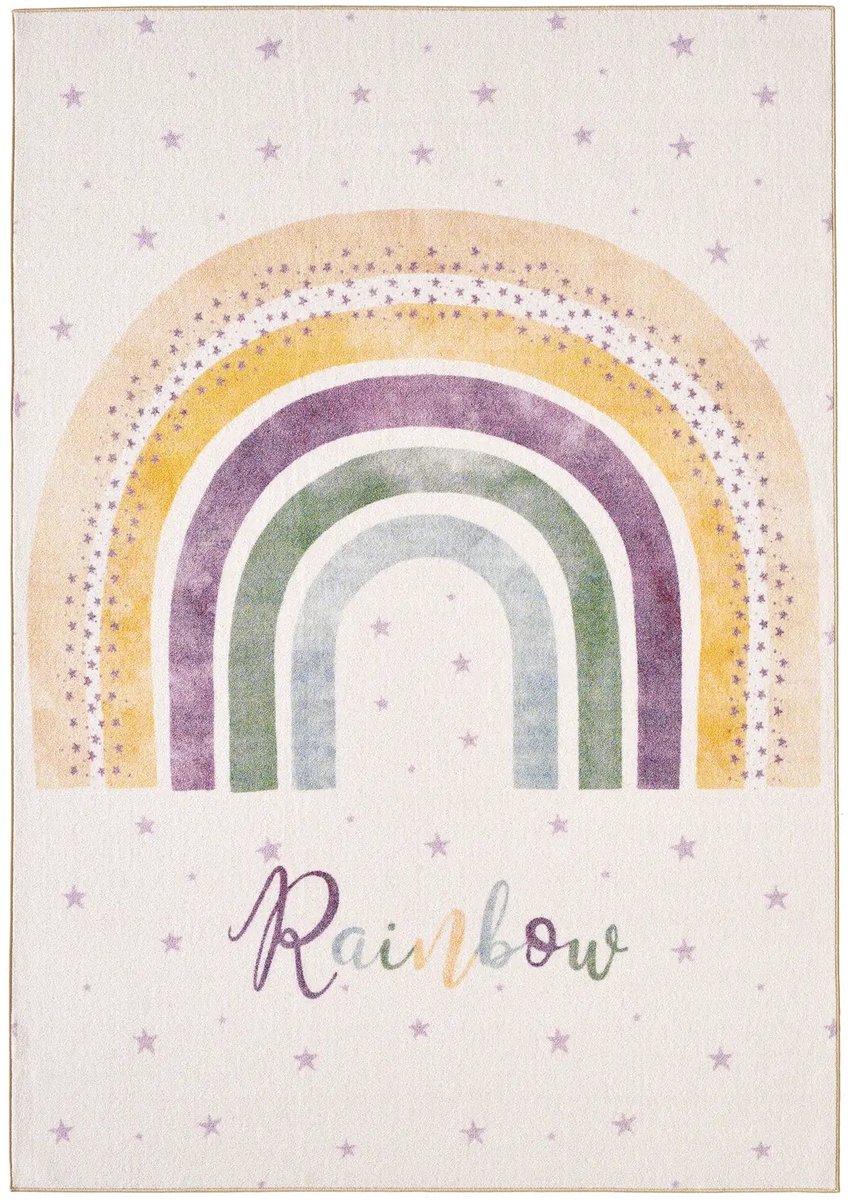 Dutch XXL Kindervloerkleed | Tapijt | Play | Regenboog | Crème | 100x150 cm