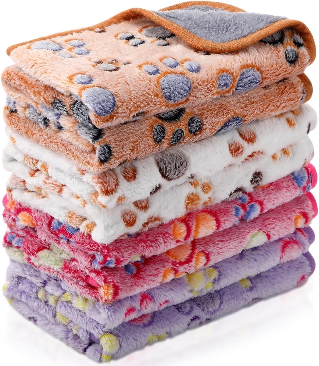 Wasbare Waterdichte Cavia Dekens van Fleece - Absorberende Bodembedekking voor Kleine Dieren, Herbruikbare Matten voor Hamsters en Fretten, 4 Stuks (Pootafdruk, 60 x 120 cm)