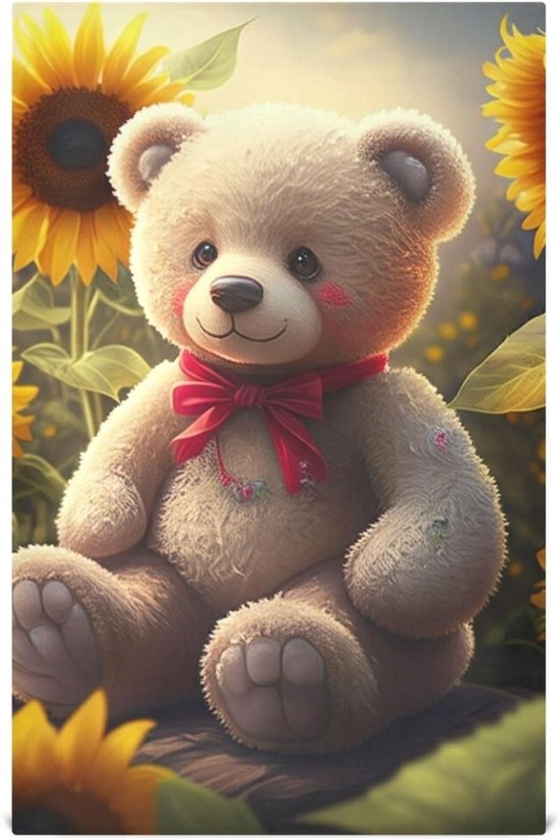 Keukendoeken Set - Vaatdoeken Theedoeken - Keuken Schoonmaken - Sneldrogend Wafelweefsel - Set van 4 - Teddybeer Zonnebloem
