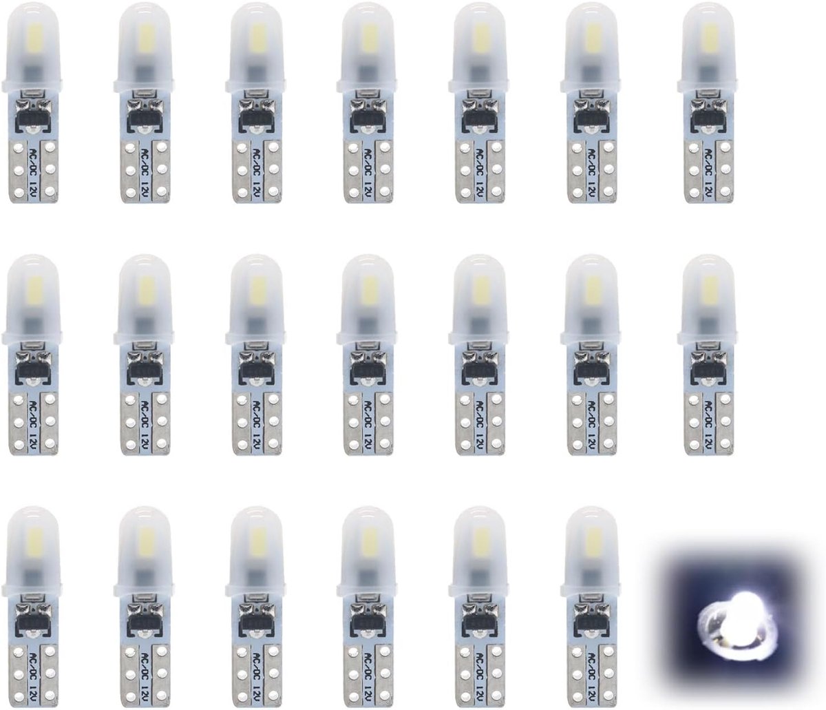 20 LED lampen T5 wit 12V 3014 SMD voor dashboardverlichting en interieurverlichting, energiezuinig en helder alternatief voor PC74 2721 286