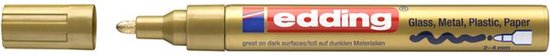 Gouden Edding glanslakmarker met losse dop, geschikt voor glas, metaal, plastic en papier met 2-4 mm punt.