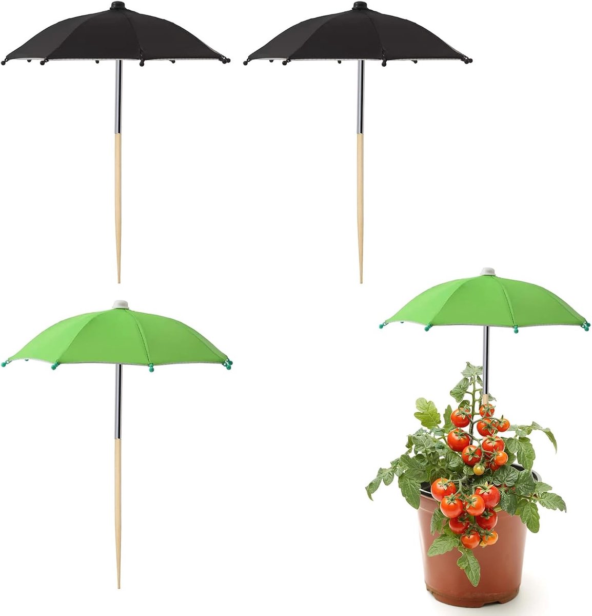 Set van 4 kleine schaduwparaplu's voor potplanten, ideaal voor buitengebruik, bescherming tegen zon en regen