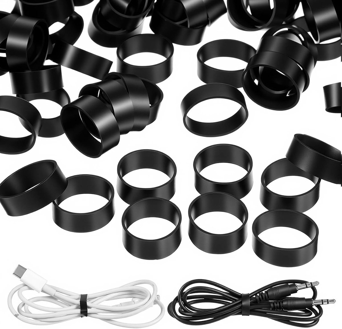 300 Stuks Zwarte Rubber Bands - Antislip, Klein, Ideaal voor Kantoor en Thuisgebruik