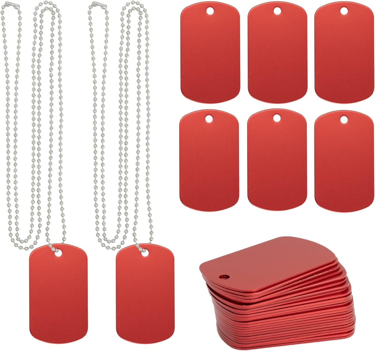 Metalen hondenlabels voor graveren - Set van 25 stuks met ball chain, ideaal voor huisdieren en personalisatie