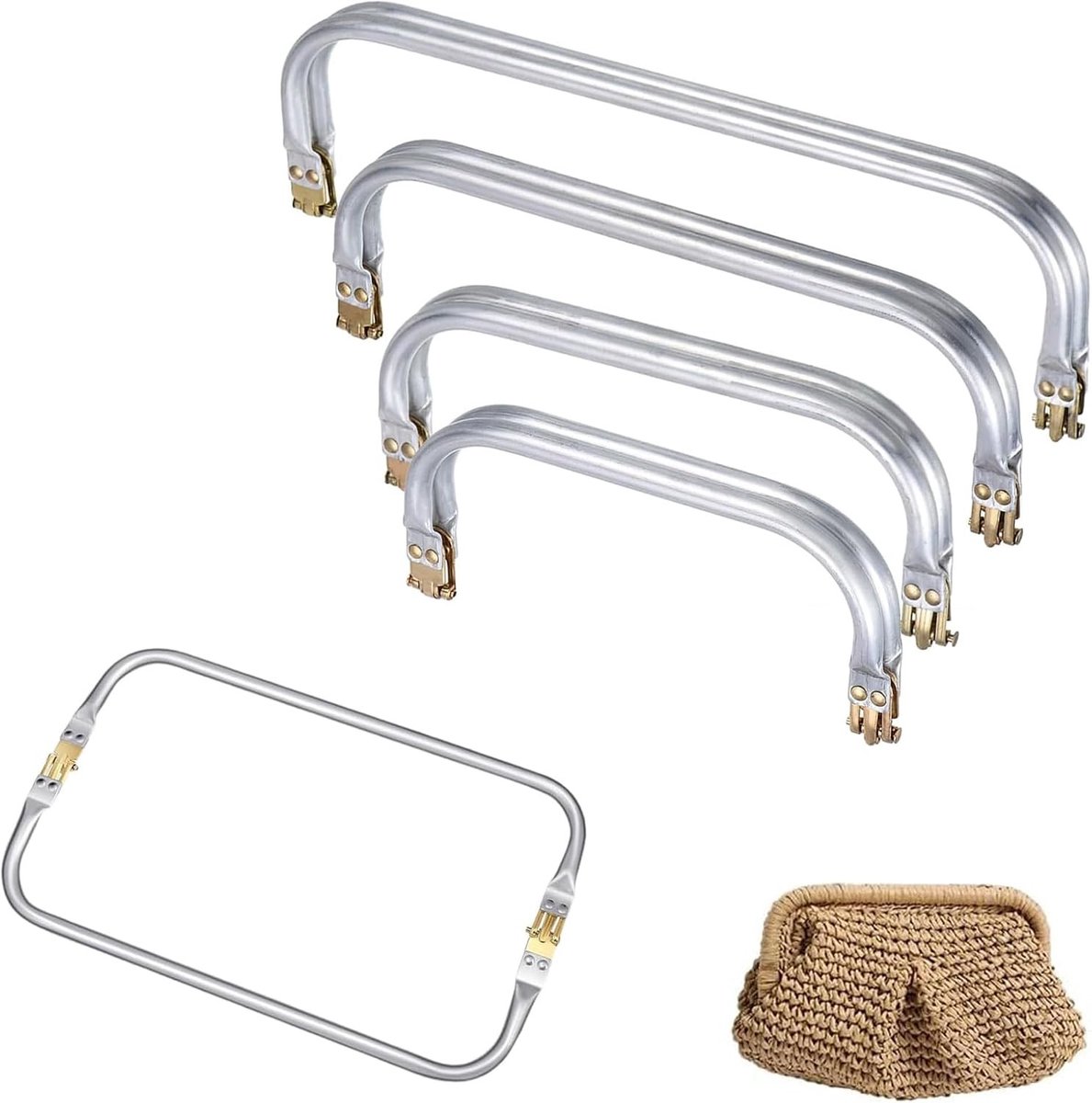 Set van 4 Haaksluitingen in 16cm, 18cm, 20cm en 25cm voor Aluminium Tassen, Handgrepen en DIY Projecten