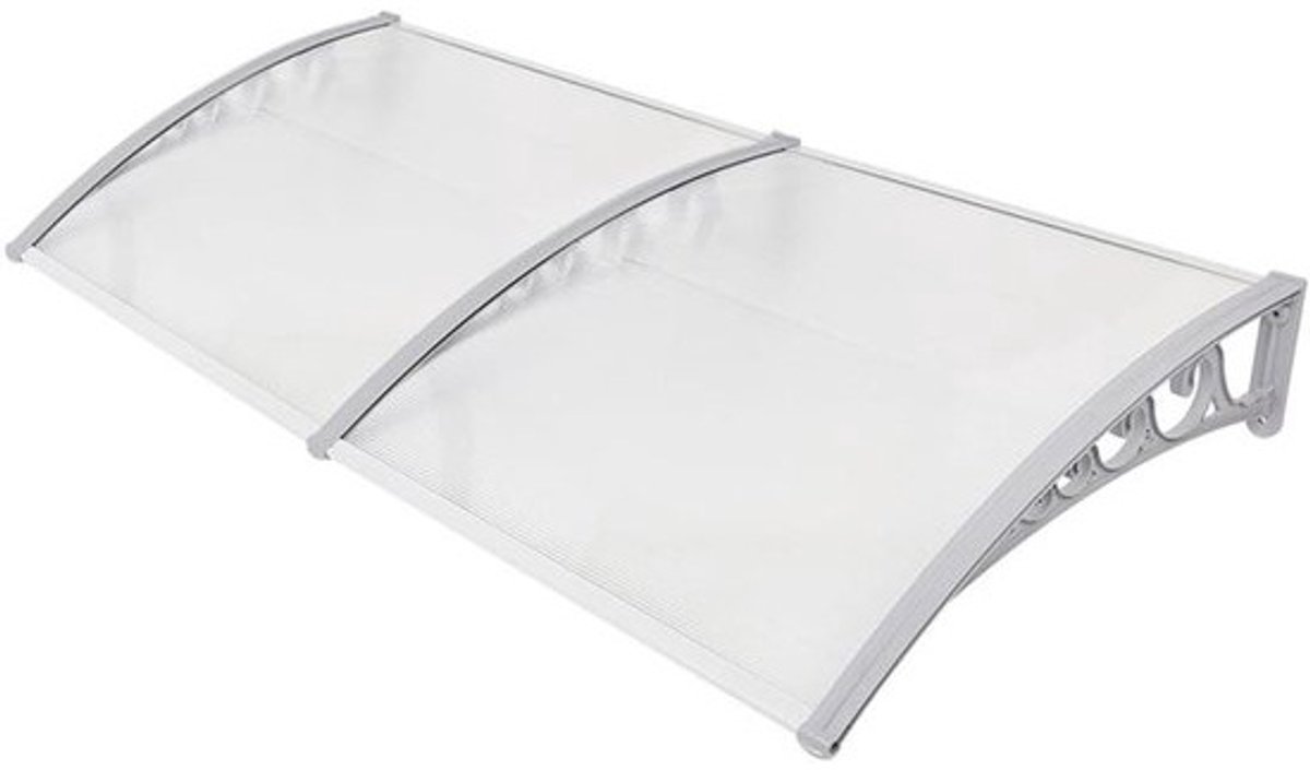Luifel voor deur - Zonnedeur overkapping - Bescherming tegen weer - Weerbestendig polycarbonaat - 100 x 300 cm - Wit Grijs