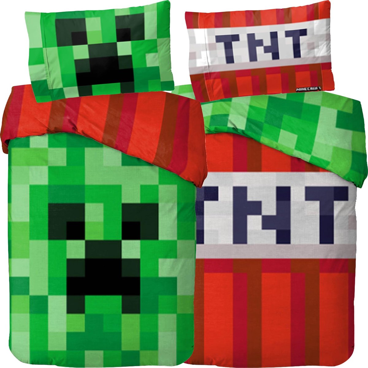 Minecraft Dekbedovertrek Creeper - 135x200 cm met Kussensloop 80x80 cm