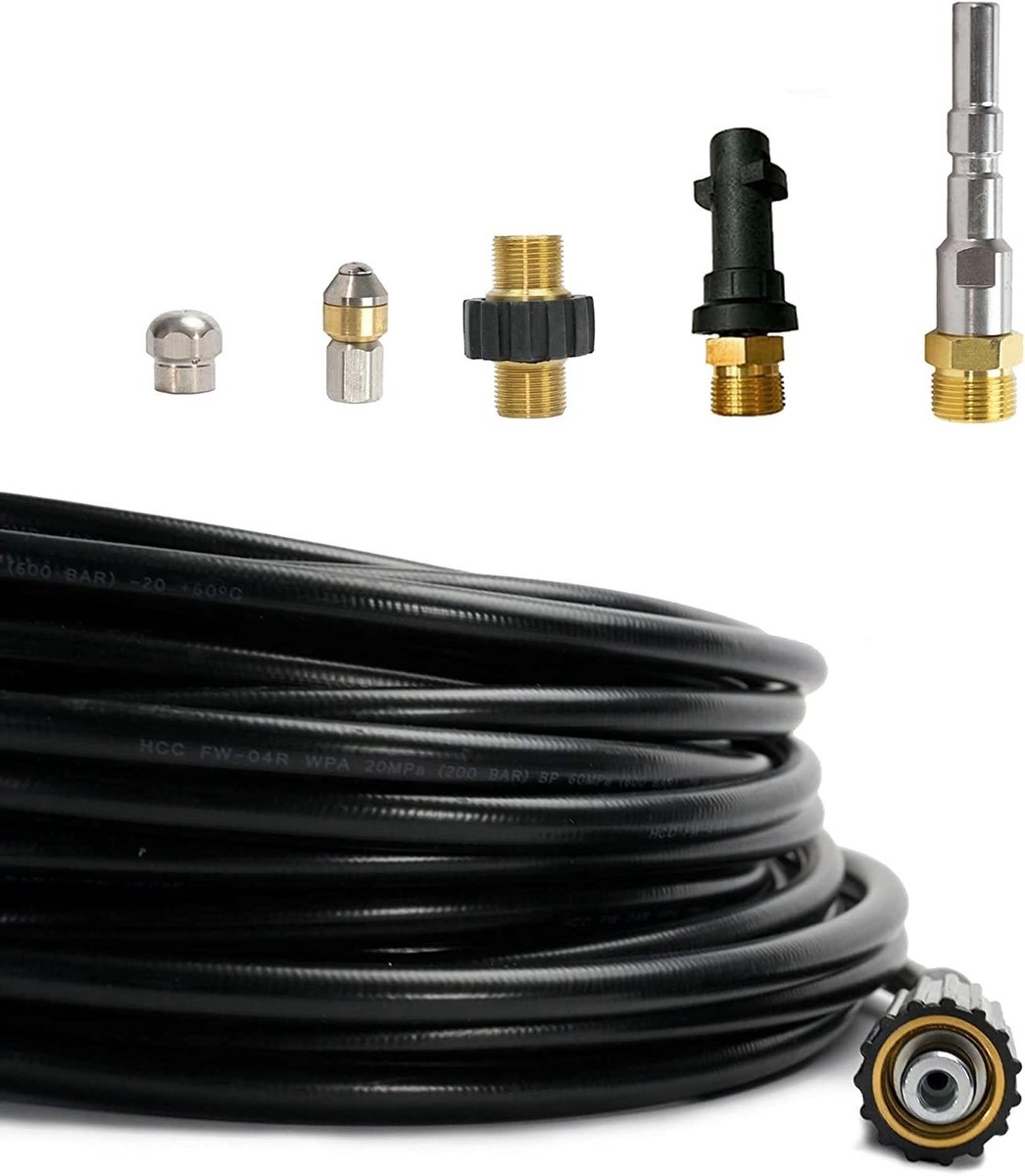 Reinigingsslang set voor hogedrukreinigers - 6-delige set met adapters