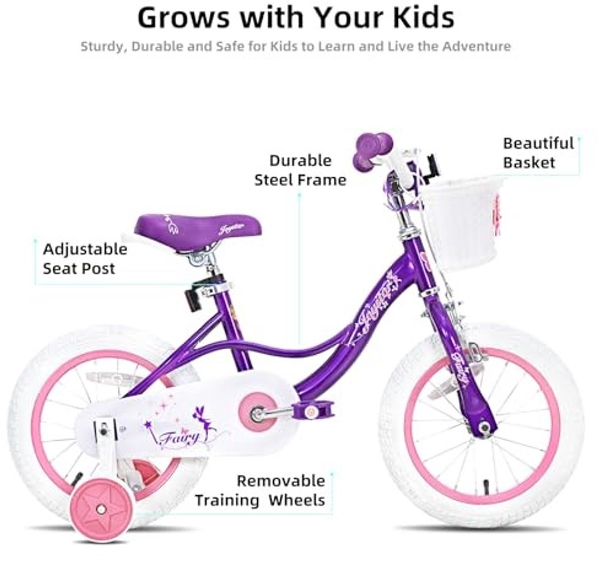 Kinderfiets met stabilisatoren 12 14 16 18 inch voor meisjes
