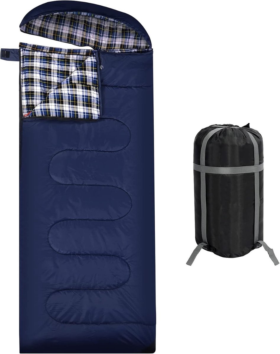 XL katoenen slaapzak voor volwassenen, warm en comfortabel, flanel, 3-4 seizoenen, ideaal voor kamperen en buitenactiviteiten
