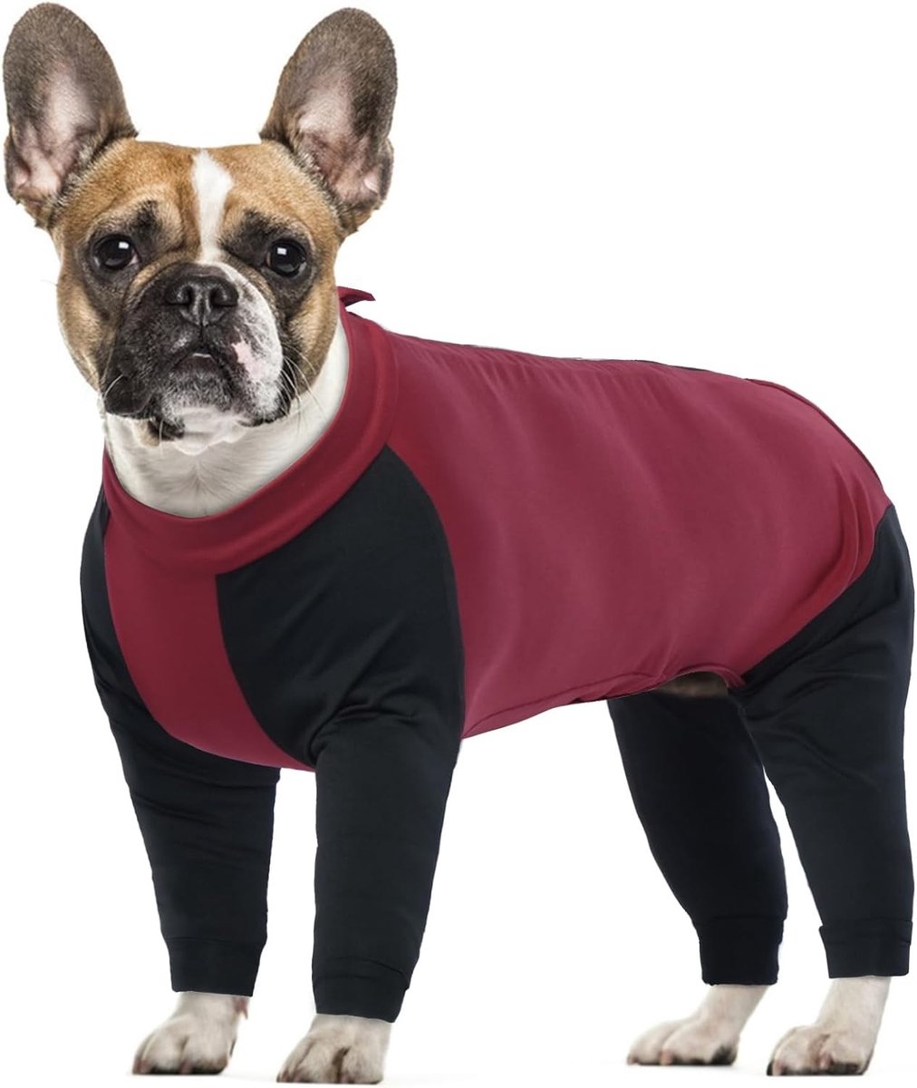 Comfortabele Pyjama voor Honden - Jumpsuit met Vier Poten voor Kleine Honden, Ideaal voor Slapen en Binnengebruik (Rood, XS)