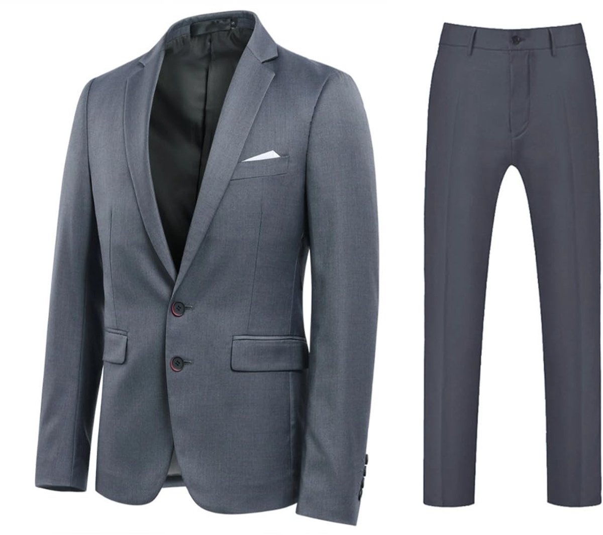 2-delig Heren Trouwkostuum - Grijs - Slim Fit