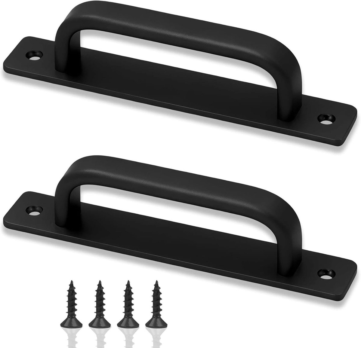 Set van 2 Zwarte Aluminium Deurgrepen van 180 mm, C-Vormige Handgrepen voor Keukenkasten, Interieur- en Exterieurdeuren met Schroeven
