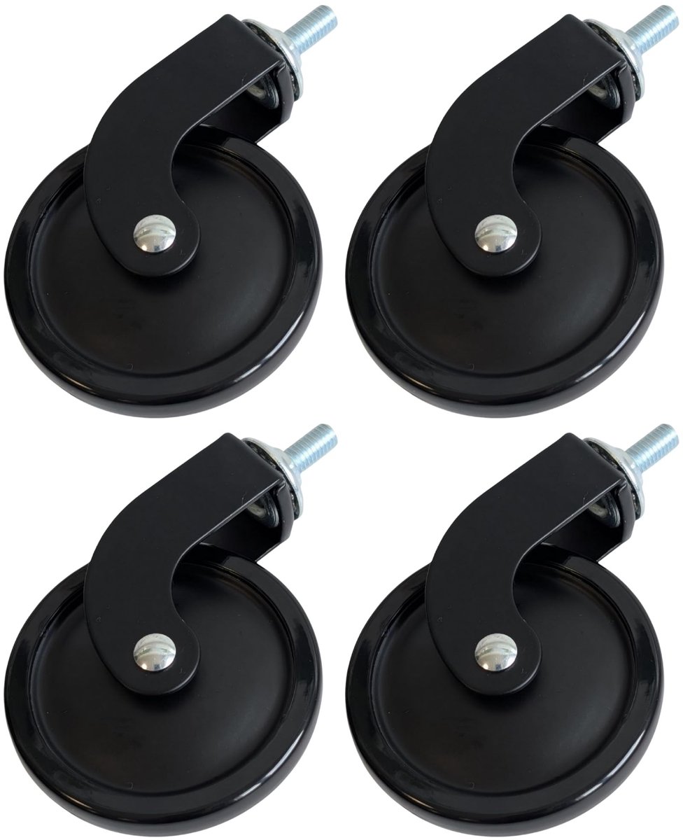 Meubelwielen Set van 4 - Metaal - Zwart - Diameter 73.5 mm