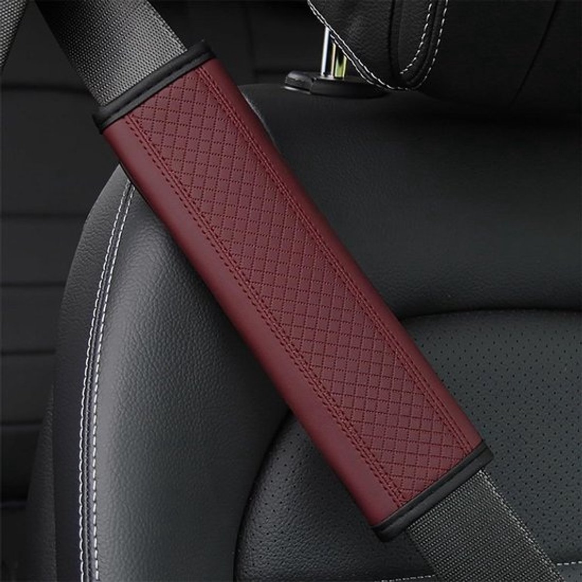 Autogordelpads - Gordelhoezen Gordelkussens - Comfortabel Rijden - Zachte Schouderbescherming - 2 Stuks - Wijnrood