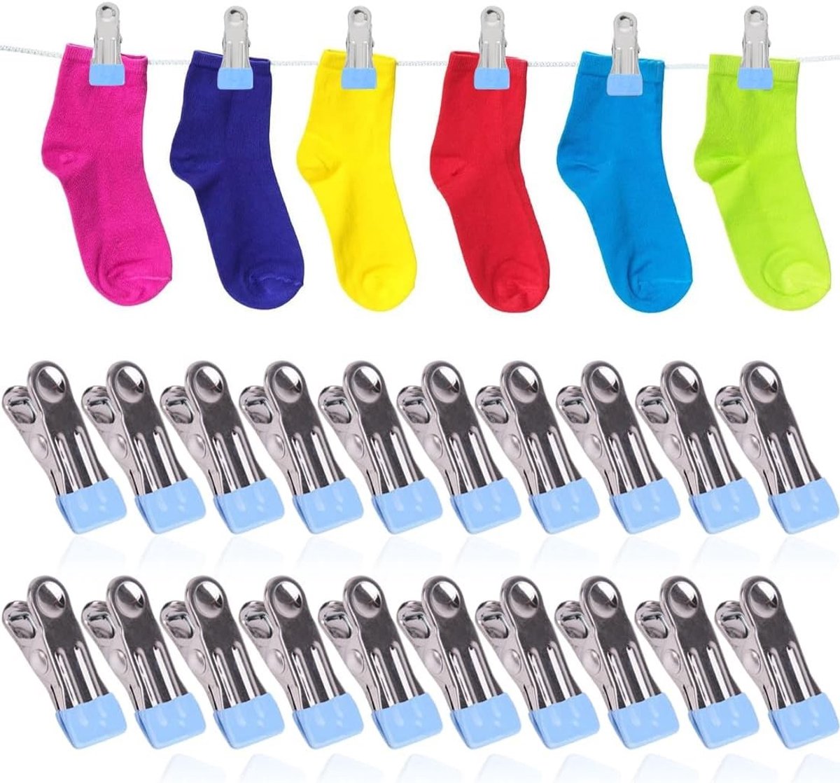 Multifunctionele handdoekclips van roestvrij staal - 20 stuks, ideaal voor buitengebruik, camping en thuisgebruik