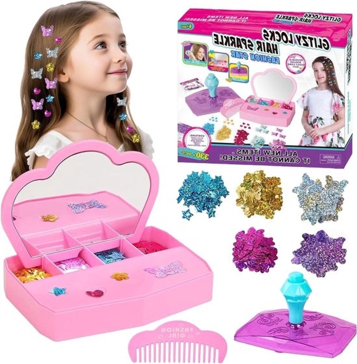 Haaraccessoires Meisjes - Haarkralen Vlechten - Haar Stijlen - Doe-het-zelf Set - 15 x 10 x 1 cm - Multicolor