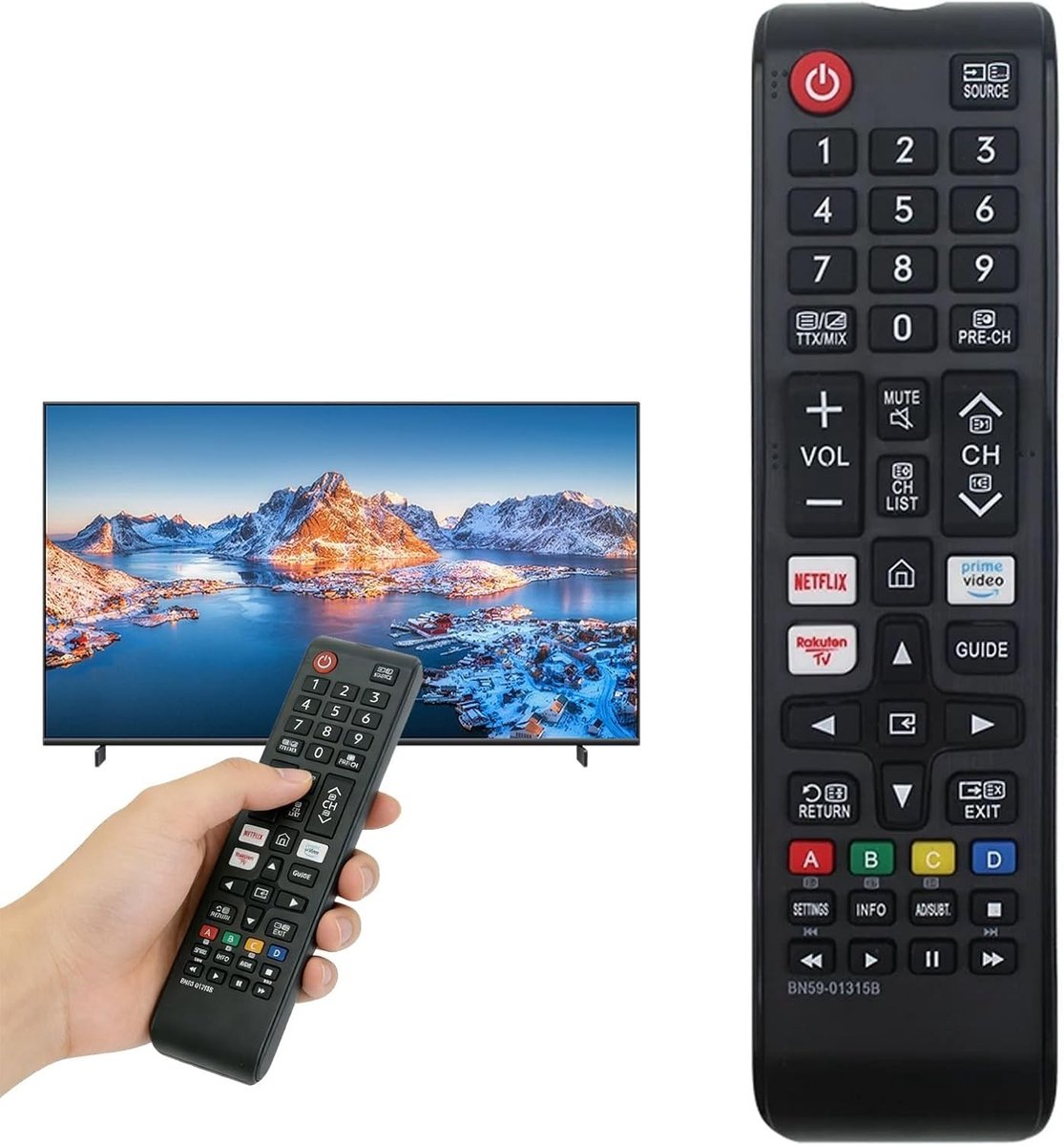 Compatibele afstandsbediening voor Samsung Smart TV's - Vervangende afstandsbediening voor 4K UHD HDR QLED modellen, ideaal voor EU Series 2018-2021