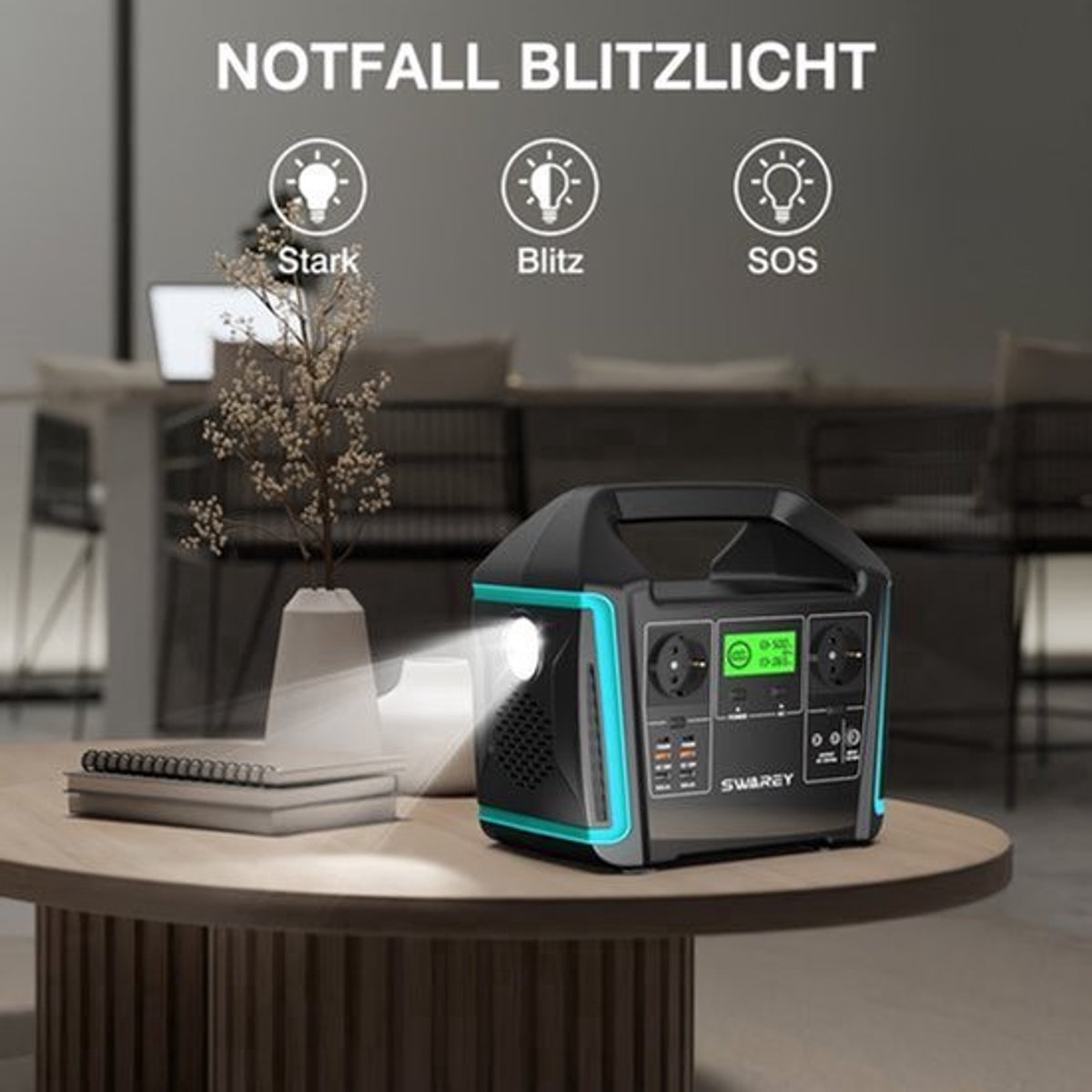 Draagbare Power Station – Mobiele Generator – Zonne-accu – Noodstroom – Camping Powerbank – 1000W Zuivere Sinus – 100W Zonnepaneel Inbegrepen