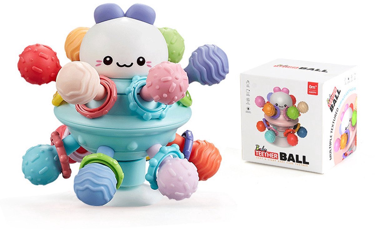 casalora - baby speelgoed - Montessori Sensorisch Speelgoed - Bitey - Rammelaar - Bijtring Baby - Montessori Speelgoed - Grijp- en Bijtspeelgoed - Babyshower Cadeau - Spelen en ontdekken - Geschikt voor baby's van 3 maanden tot 2 jaar - Blauw