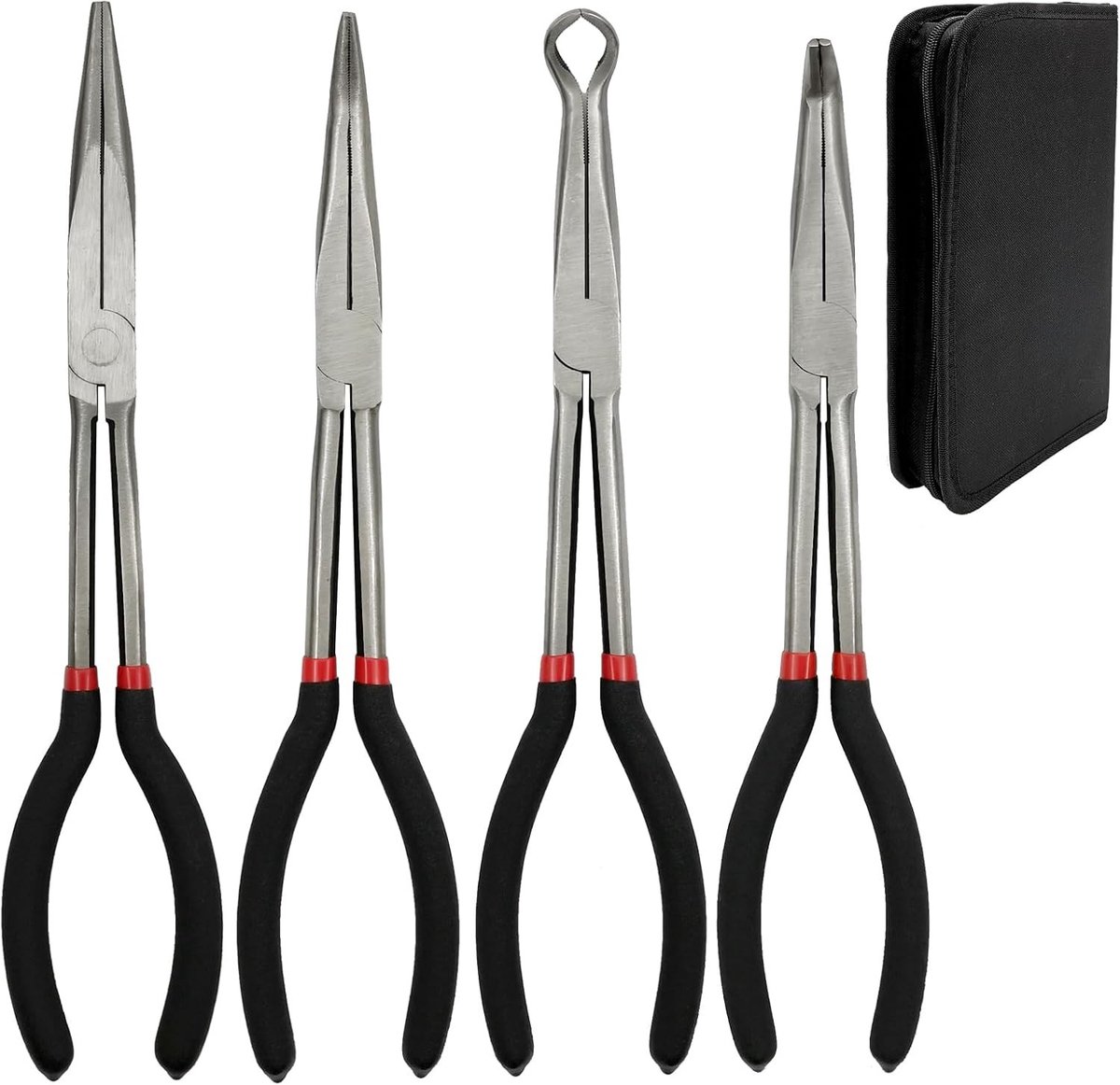 Set van 4 Langneus Tangen - Rechte, 45°, 90° en Cirkelvormige Grip voor Precisiewerk