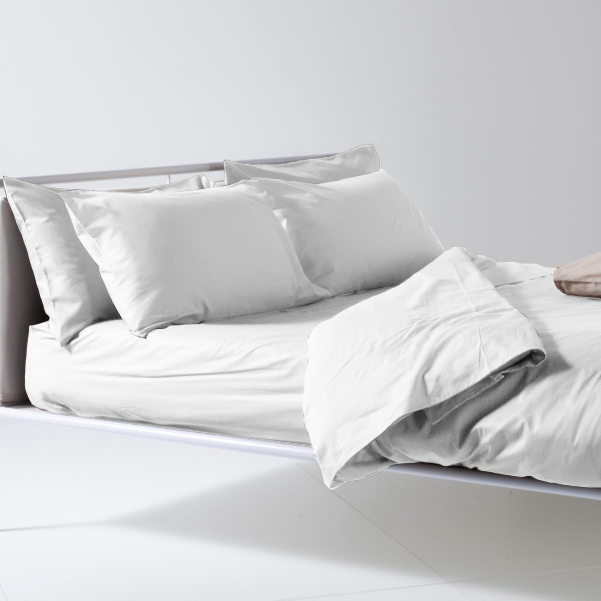 Bedlinnen Set - Matrimoniale Maat 250x290 cm - Effen Katoen - Wit