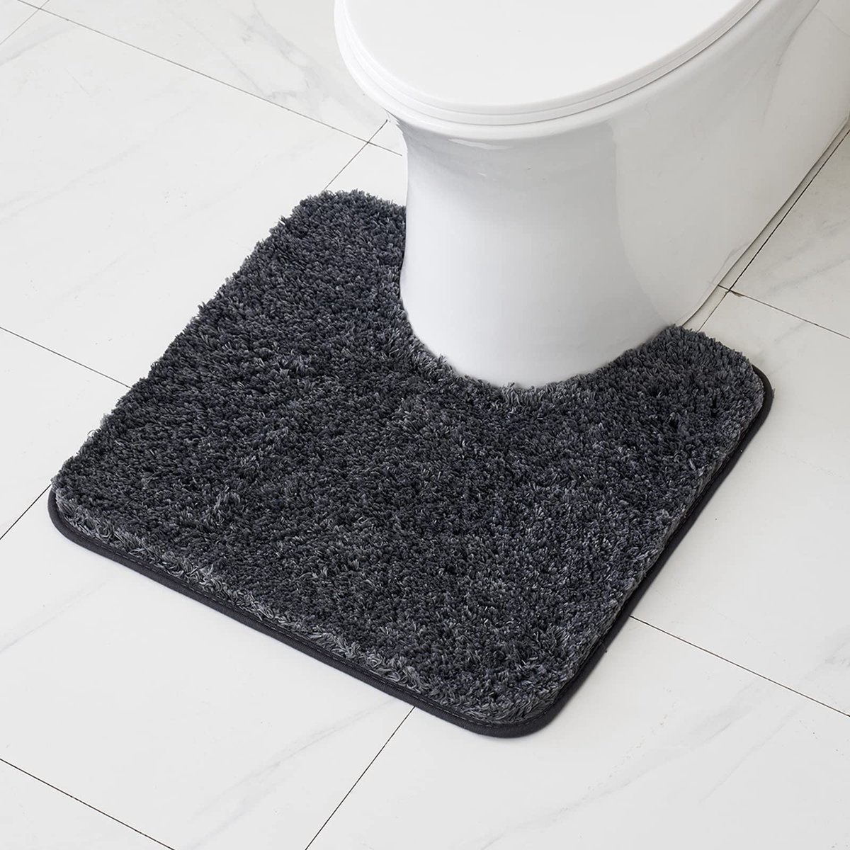 U-vormige Badmat - Absorberend en Antislip - Donkergrijs 50 x 50 cm