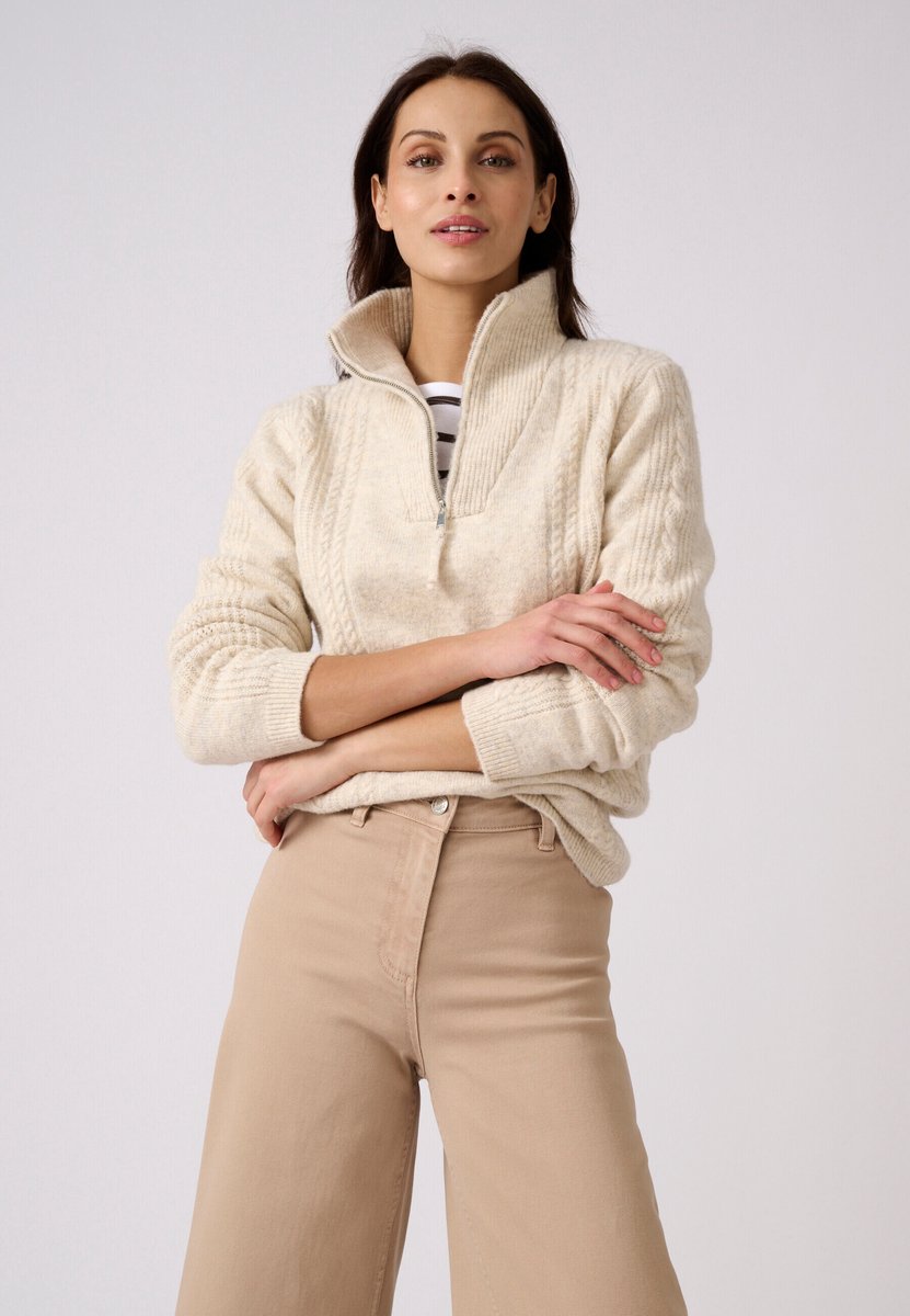 Damart - Thermolactyl kabeltrui met halve rits voor heren - Dames - Beige - XS