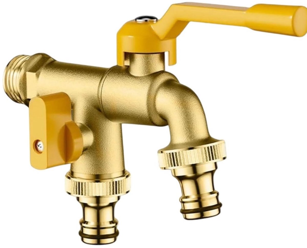 Dubbele Tuin Kraan - Duurzaam Messing - 1/2" en 3/4"