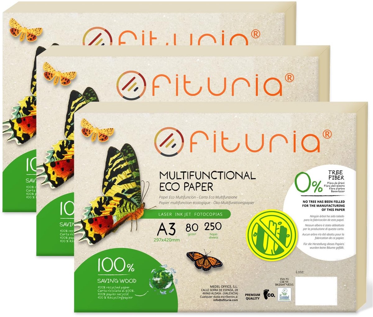 Recycled Papier A3 - 80g, 750 Vellen, Naturel