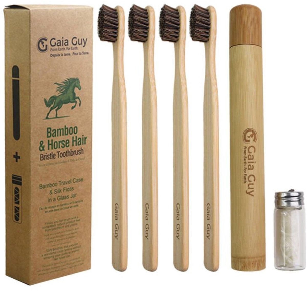 Bamboe Tandenborstel Set - 100% Composteerbare Borstels