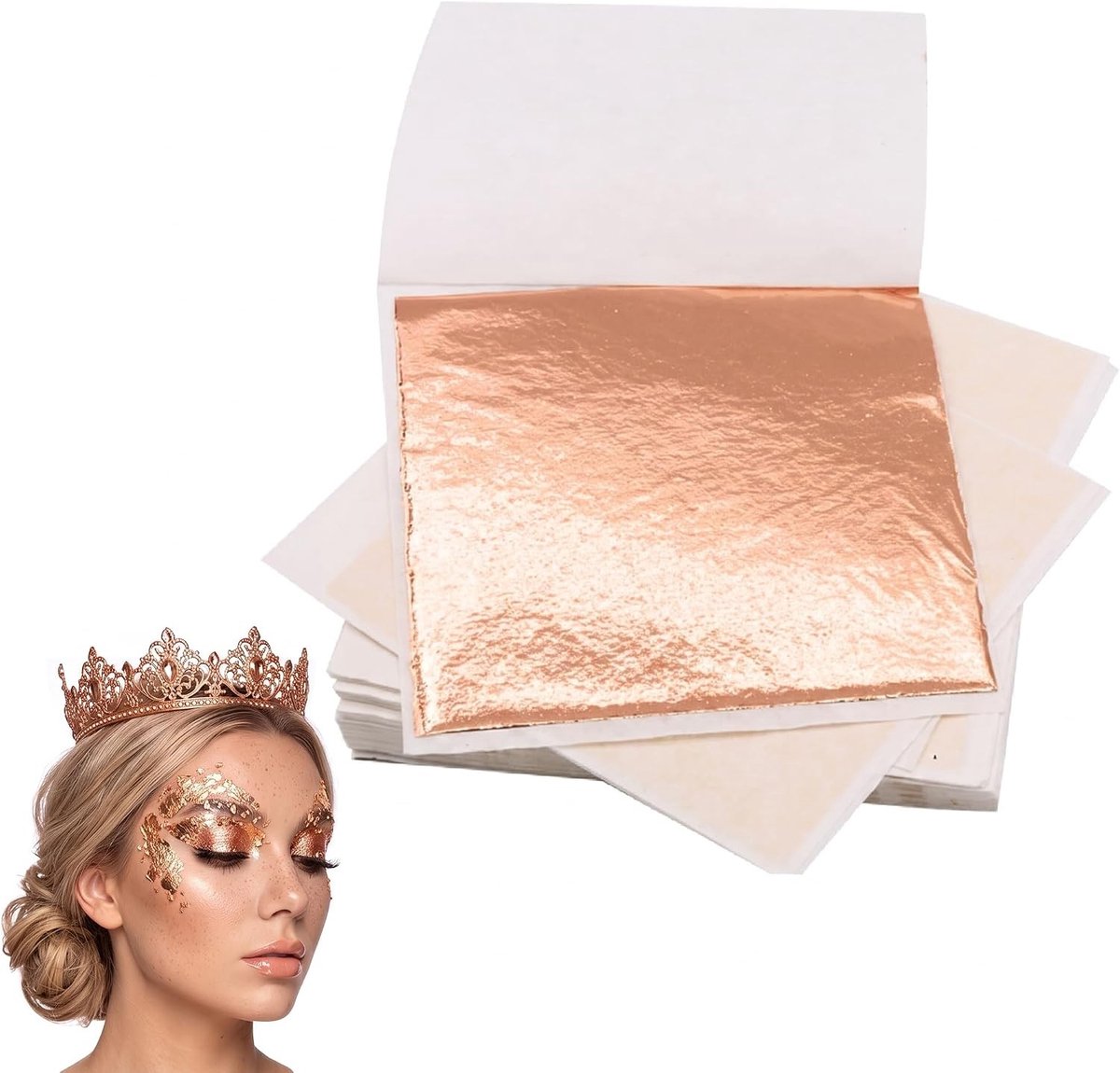 Knutselmateriaal met bladgoud en goudpapier voor creatief gebruik en decoratie in roségoud