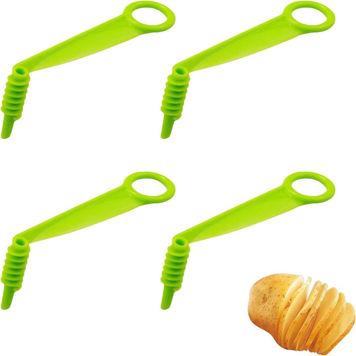 Spiraalsnijder voor groenten en fruit - 4-delige set voor komkommers, aardappelen en wortels, keukenhulpmiddelen en snijgereedschap