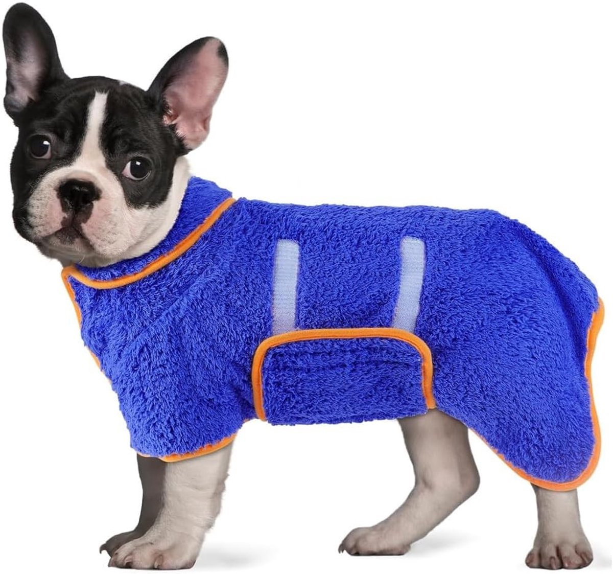 Sneldrogende hondenbadjas met instelbare klittenbandsluiting voor grote, middelgrote en kleine honden - Ideaal voor na het bad of wandelen (blauw, S)