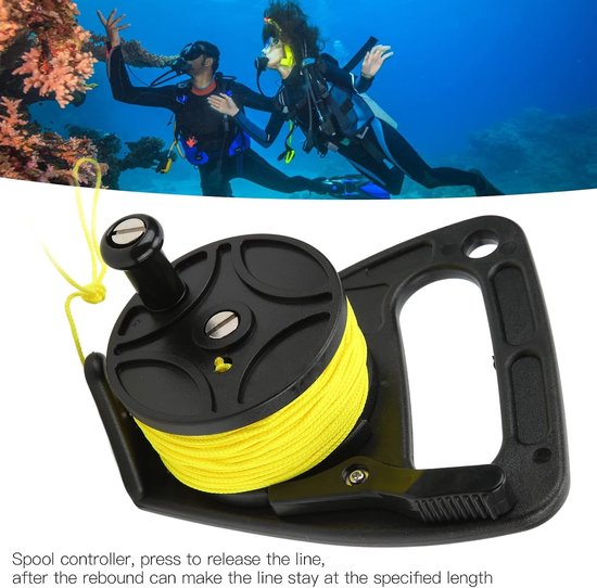 Diving Reel met Duimstop, Draagbare 150ft Reel voor Duiken, Verkenning van Grotten en Scheepswrakken, Recreatief Duiken en Speervissen met Stopknop — afbeelding 2