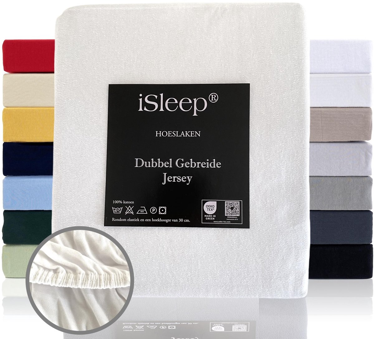 Fitted Sheet Dubbel Jersey Katoen - Wit 160x200 cm