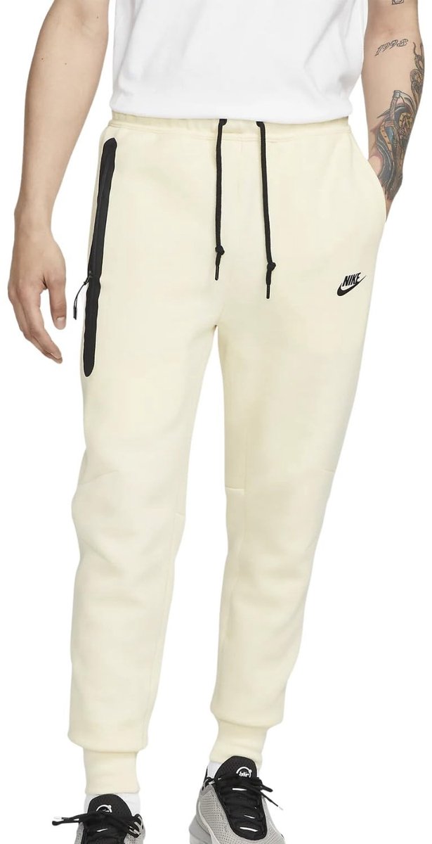 Joggingbroek voor heren - Regular fit - Kleur: kokosmelk/zwart
