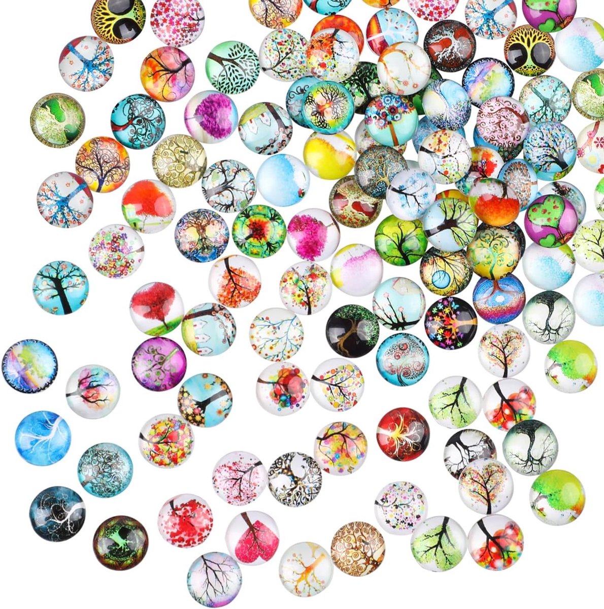 Kleurige Glazen Steentjes 12mm - 100 Stuks Gemengde Kleuren voor DIY Sieraden en Huisdecoratie, Perfect voor Creatieve Projecten