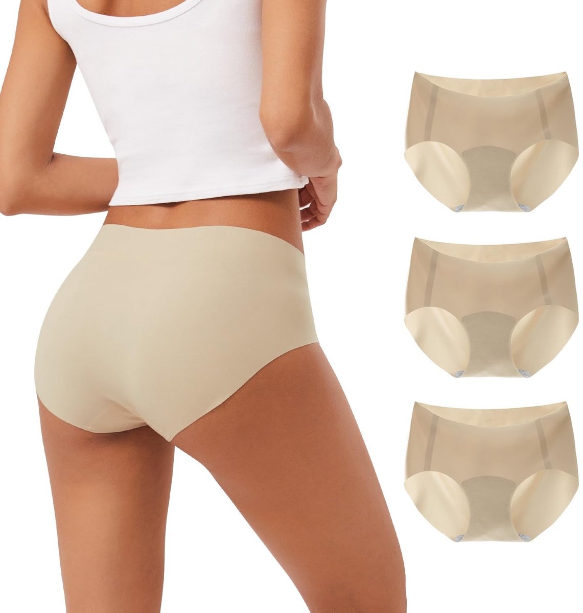 Naadloze Polyamide Stretch Ondergoed - 3-pack Beige