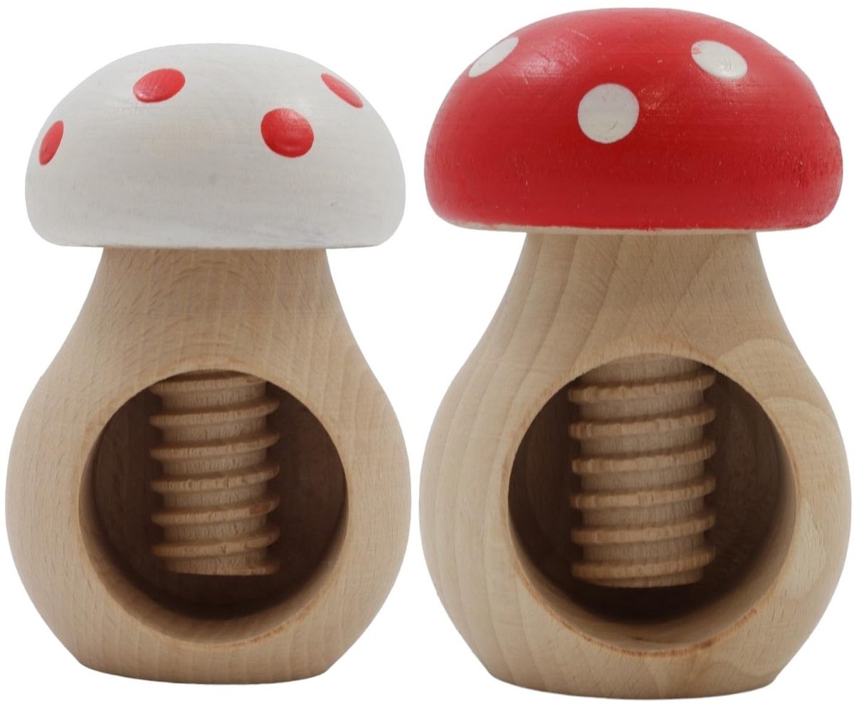 Notenkraker Set in Paddenstoel Vorm - Hout - 2 Stuks