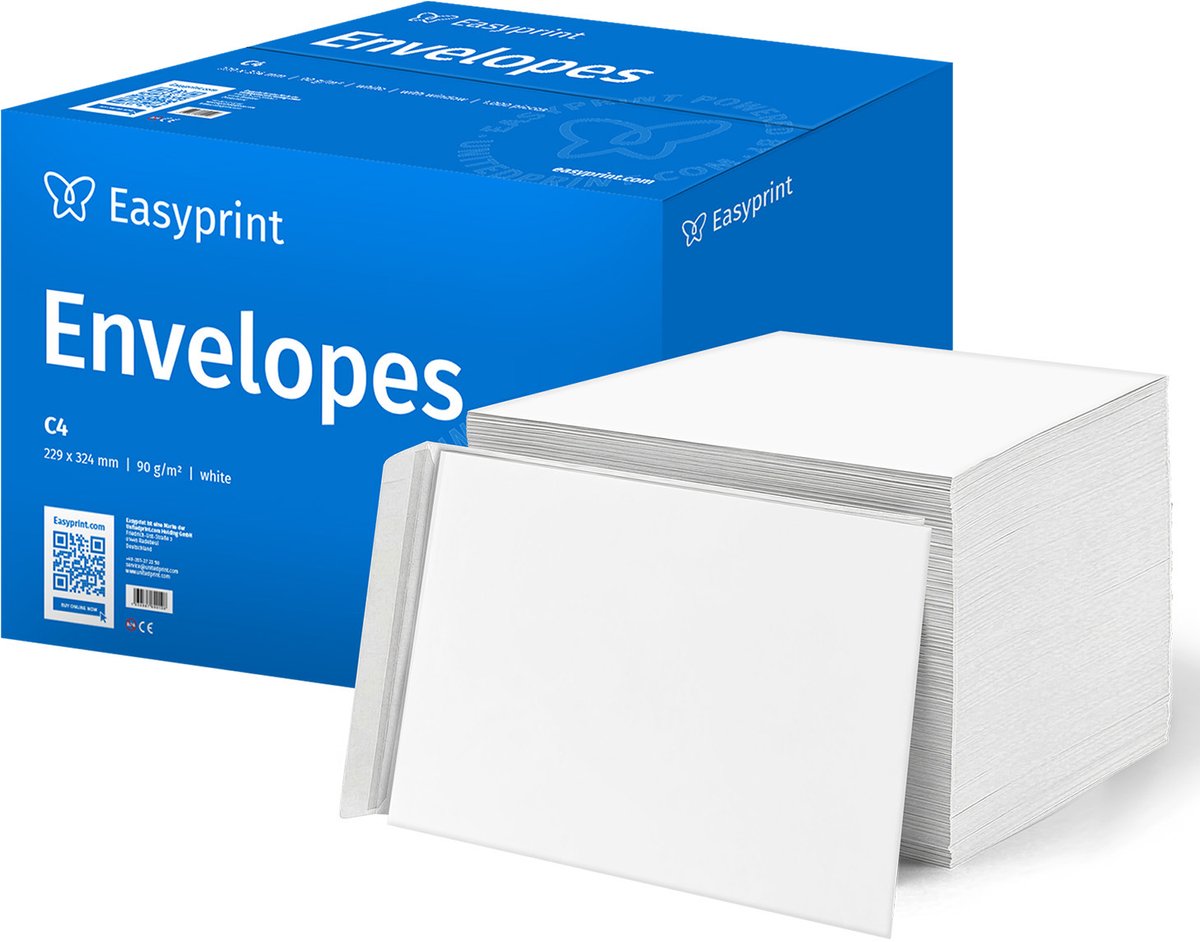 NIEUW: Easyprint Enveloppen zonder venster, DIN C4, onbedrukt, 1000 stuks